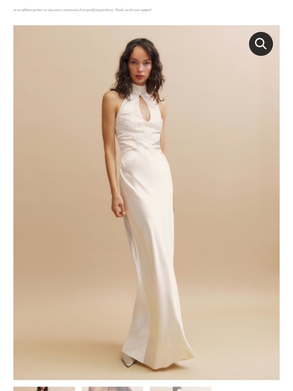 Reformation Cream Halter Keyhole 100% Silk Bridal Gown